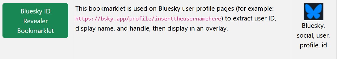 Bluesky ID Revealer Bookmarklet