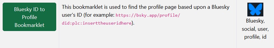 Bluesky ID To Profile Bookmarklet