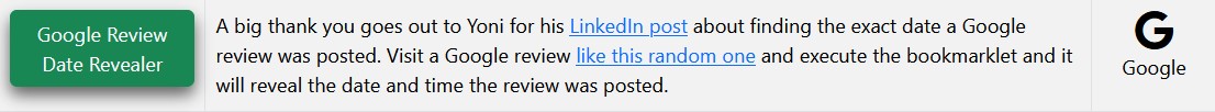 Google Review Date & Time Bookmarklet