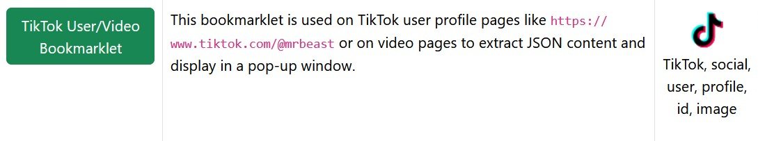 TikTok Bookmarklet