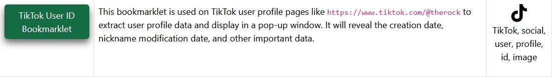 TikTok User ID Bookmarklet