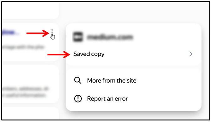 Yandex Cached Pages